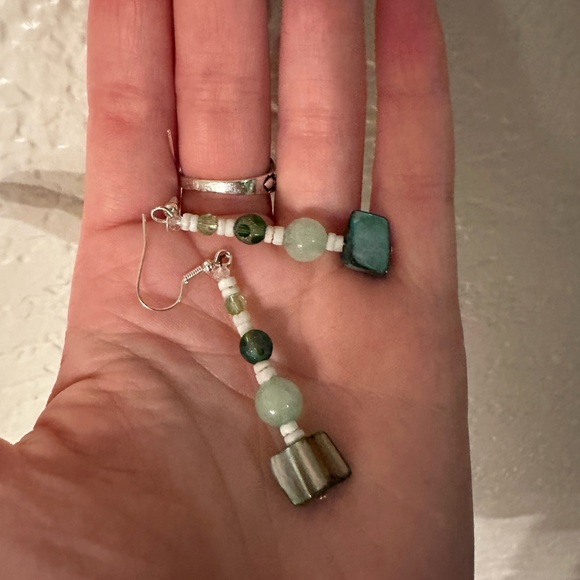 Handmade Earrings: Mother of Pearl, Puka Shell, Jade - Picture 3 of 3
